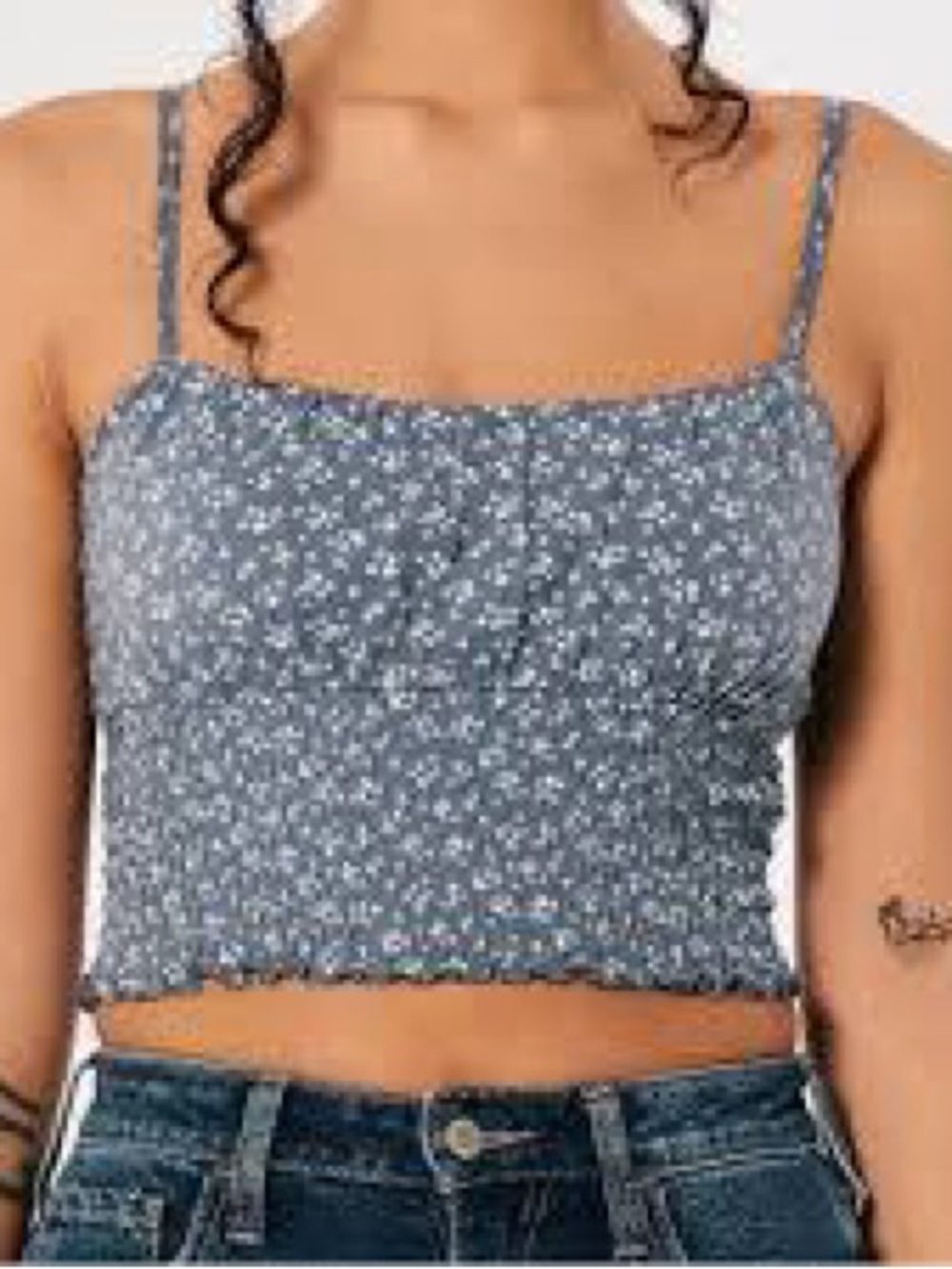 Hollister Blue Floral Smocked Crop Cami